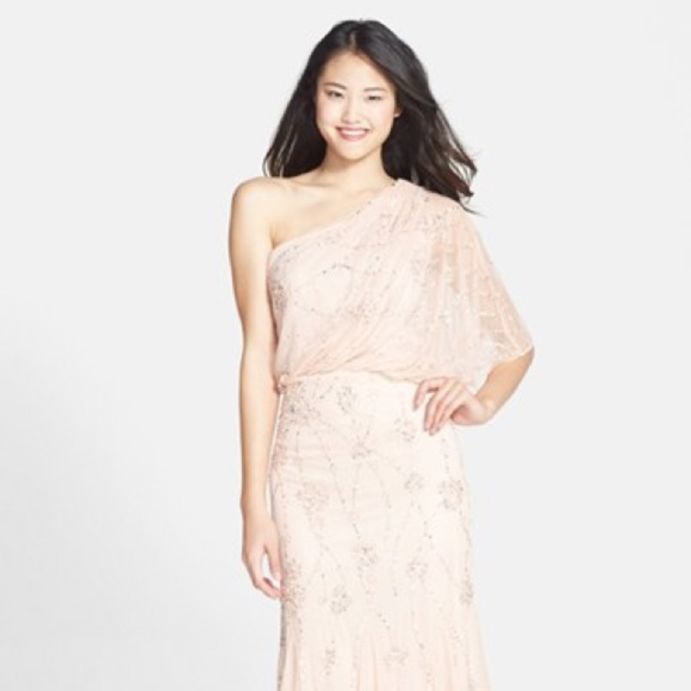 Adrianna Papell Blouson Dress Size 8 worm once